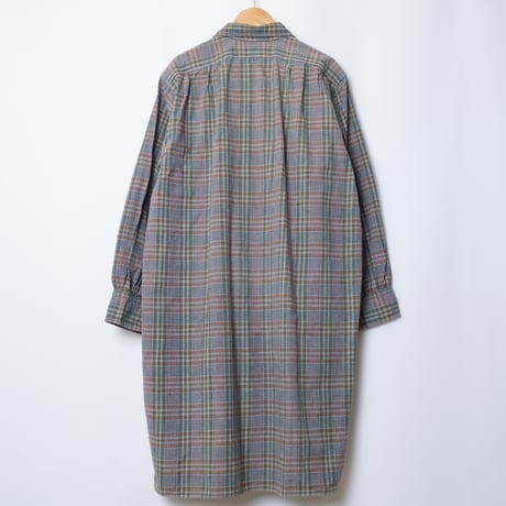 40-50s French Vintage Cotton  Granpa Check Shirts Green×Orange 2