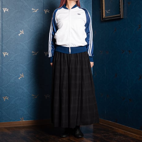70s Vintage adidas Collarless Track Jacket White × Navy