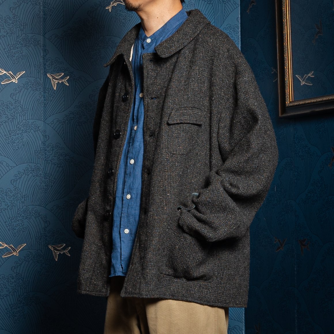 50-60s France Vintage Wool Farmers Work Jacket 