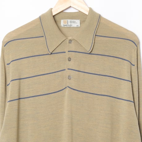 90s JOHN SMEDLEY Merino Wool Knit Polo Shirt Green（Made in England)