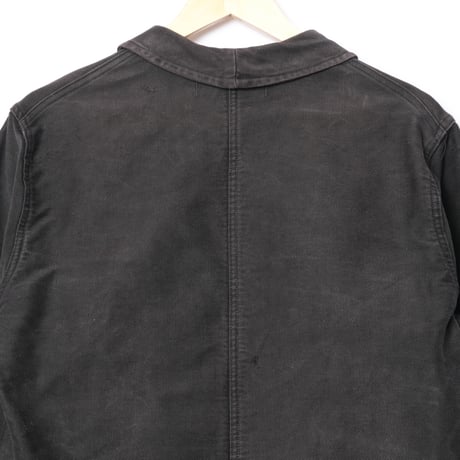 50s France Vintage Le Mont Saint Martin Black Moleskin Work Jacket