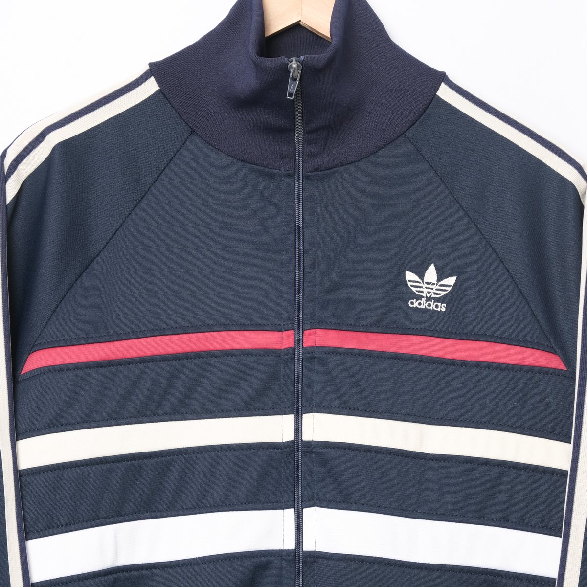 70'S Adidas VENTEX Jersey Track Jacket Made in France Men's L Size Vintage polyamide black type Vintage Second Hand