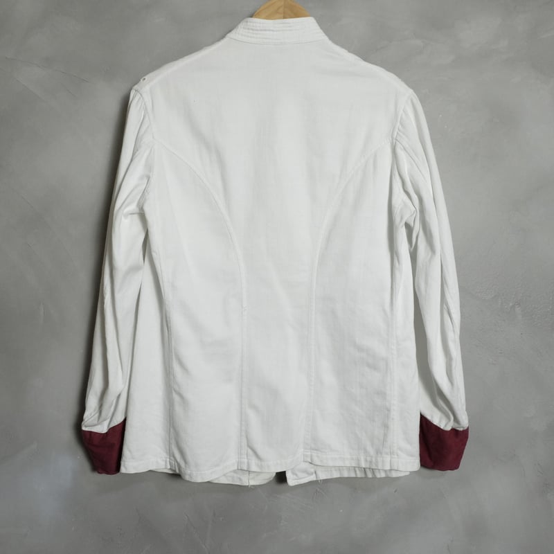 ジャケット・アウター 40s Vintage White Work Jacket 40's] French Vintage White Cotton HBT WORK JACKET 