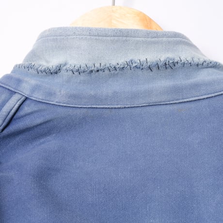 50s France Vintage Le Favori Lapel Blue Moleskin Work Jacket