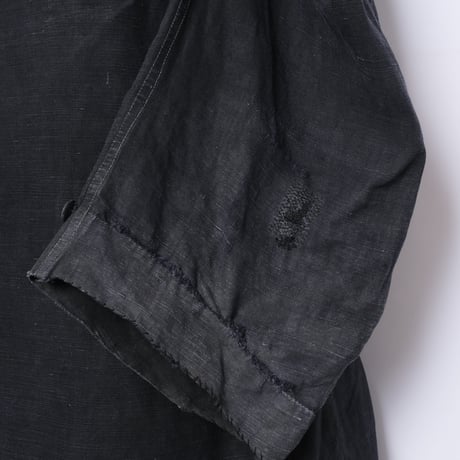 30-40s France Vintage SALACHE Black Linen  Maquignon Coat Size 60L