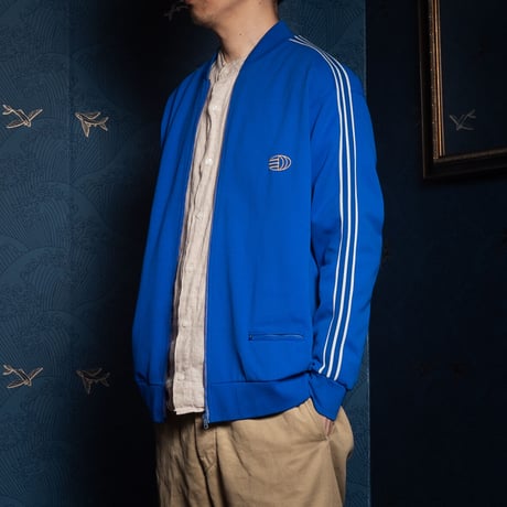 60s Vintage adidas Ventex Collarless Track Jacket Early World Mark Blue (Made in France)