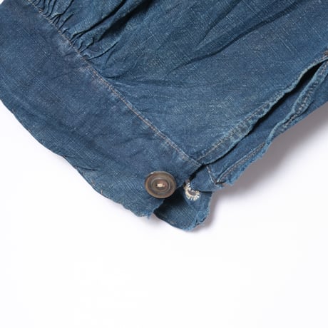 -30s France Antique Indigo linen Biaude (Fullopen)