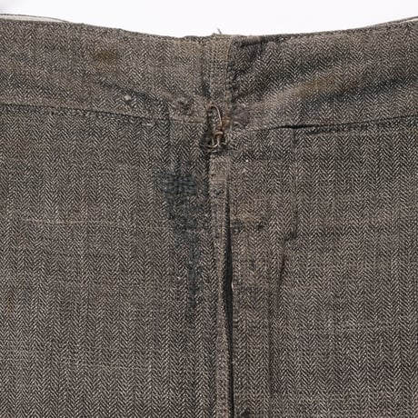 30-40s French Vintage HBT Black Chambray Trousers Stripe Patch Work
