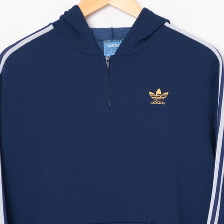 70s Vintage adidas Half Zip Hoodie Navy (Made in France)