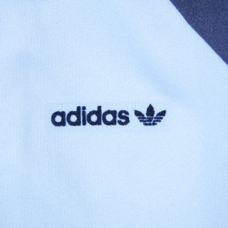 70-80s Vintage adidas Collarless Track Jacket Light Blue × Navy