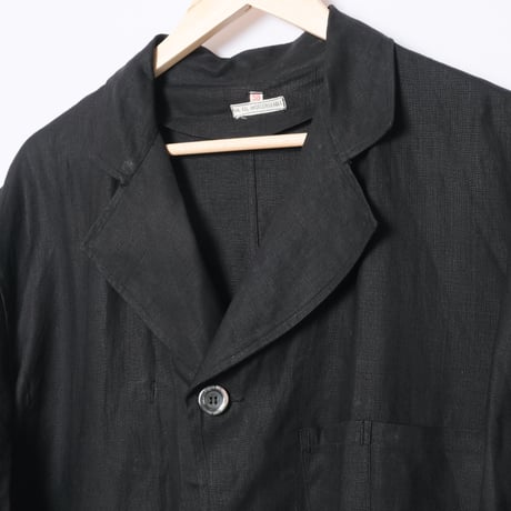 30-40s France Vintage Linbleuvil Black Linen  Maquignon Coat Dead Stock