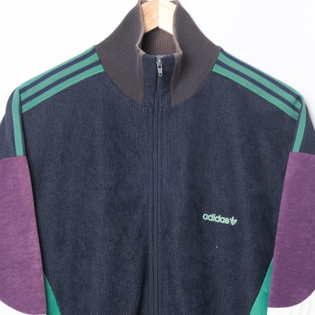 80s Vintage adidas Ventex Track Jacket Navy × Green × Purple (Made in France)