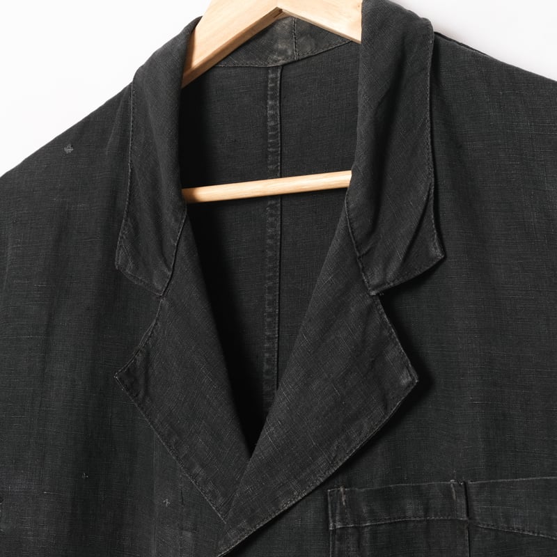 40s France Vintage Black Linen Maquignon Coat 40s France Vintage Black Linen Maquignon Coat