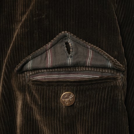 30-40s France Vintage Adolphe Lafont Dark Brown Corduroy Hunting Jacket