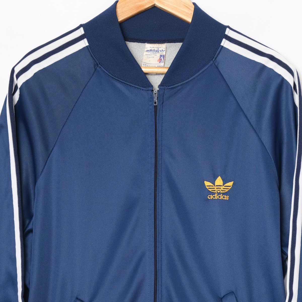 70s adidas Ventex ATP トラックジャケット ネイビー 70s フランス製 adidasアディダス VENTEX ATP トレフォイル ロゴ