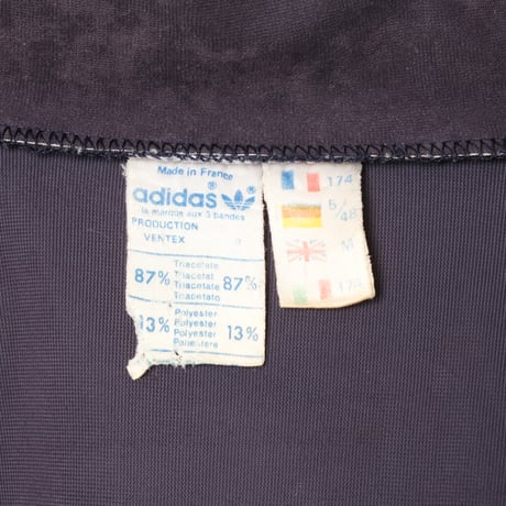 70-80s Vintage adidas Ventex Velours Track Jacket Dark Navy × Red (Made in France)