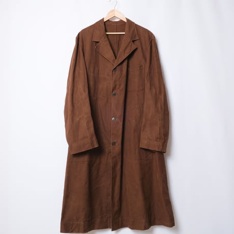 40-50s French Vintage DUTHILLEUL&MINART Brown Duster Coat