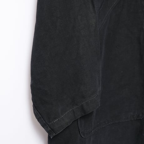 40s France Vintage Black Linen  Maquignon Coat