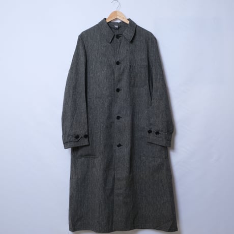 40-50s French Vintage  Black Chambray Atelier Coat  Size 50 Dead Stock