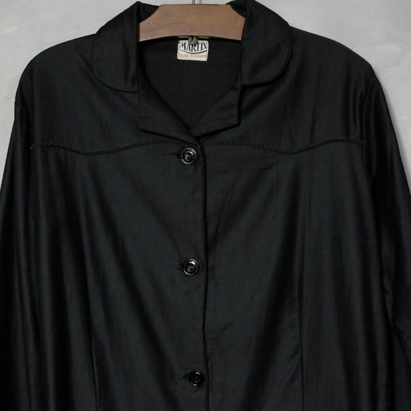 1920-30s Black Light Moleskin Dress | Ugla パンと古着と本