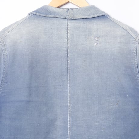 30-40s France Vintage Paul Passant Blue Moleskin Work Jacket