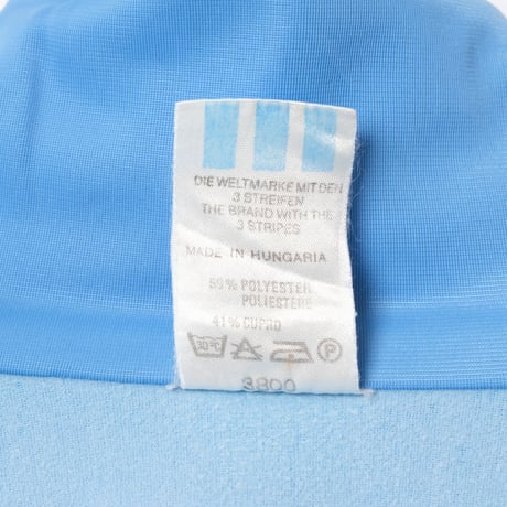 80s Vintage adidas Track Jacket Curve Pocket Light Blue × Navy (Made in Hungaria)