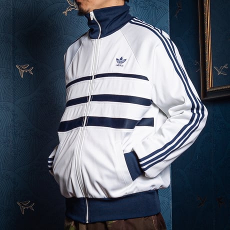 70-80s Vintage adidas Ventex Track Jacket Model  First White × Navy (Made in France)