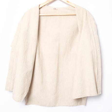 40-50s France Vintage Cotton Linen Short Sleeve Shirt