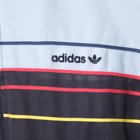 70-80s Vintage adidas Ventex Track Jacket Navy × Light Blue × Colorful Lines (Made in France)
