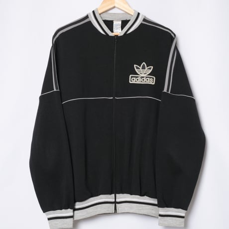 70-80s Vintage adidas Ventex Collarless Track Jacket Black × Grey