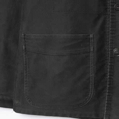 40-50s France Vintage Le Mont Sant Michel Black Moleskin Work Jacket Size 48