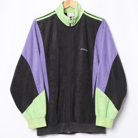 90s Vintage adidas Track Jacket Vintage adidas Black × Purple × Light Green (Made in France)