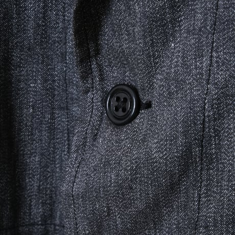40-50s French Vintage  Black Chambray Atelier Coat  Cotton Linen Size 46 Dead Stock