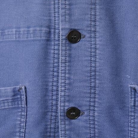 40-50s France Vintage Le Vauxois Blue Moleskin Work Jacket