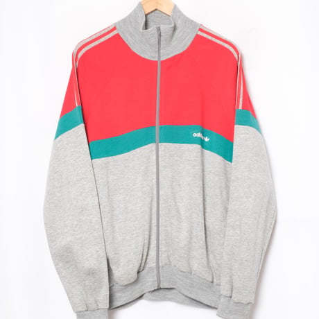 70-80s Vintage adidas Ventex Sweat Jacket Jacket Grey × Red  (Made in France)
