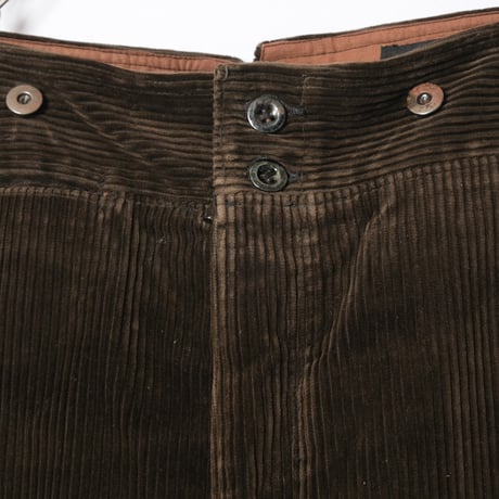 30-40s France Vintage LE MECANO Dark Brown Corduroy Trousers