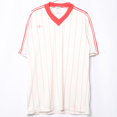 70-80s Vintage adidas Ventex Half Sleeve Game Shirt Striped White × Red（Made in France）