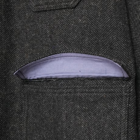 50-60s France Vintage LOiSiR SPORT Herringbone Wool Farmers Work Jacket Size 46 Dead Stock