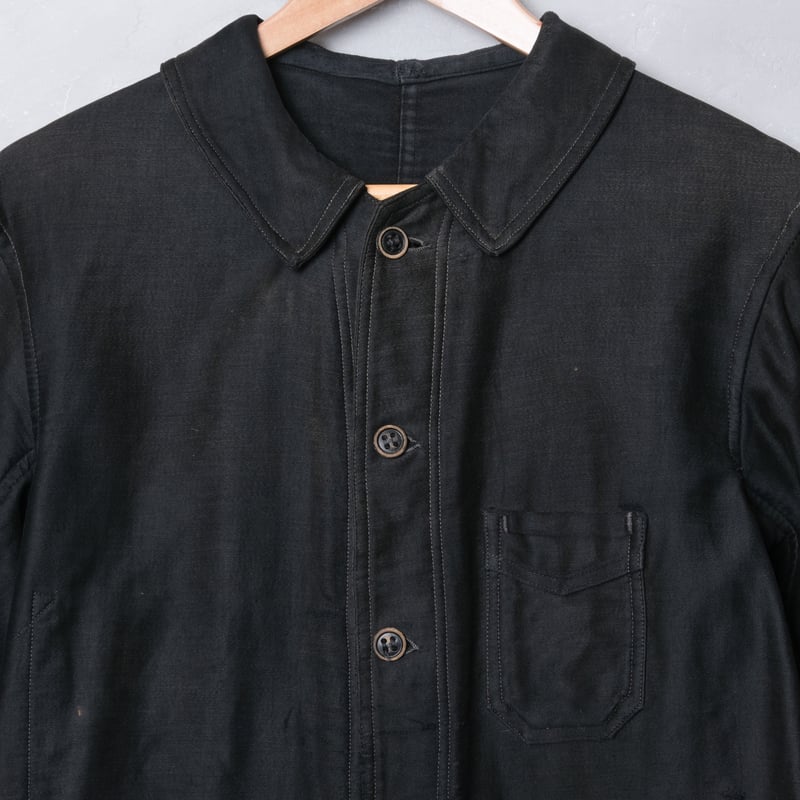 30s-40s Le Durable Black Moleskin Jacket Wood 30s-40s Le Durable Black Moleskin Jacket Wood