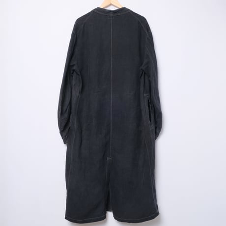30-40s France Vintage SALACHE Black Linen  Maquignon Coat Size 60L