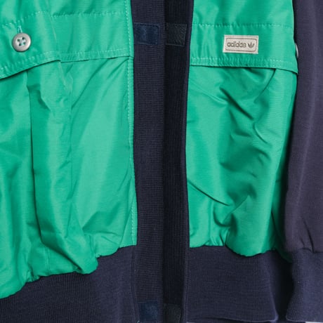 80s Vintage adidas Ventex Green × Navy Track Jacket Dead Stock (Made in France)
