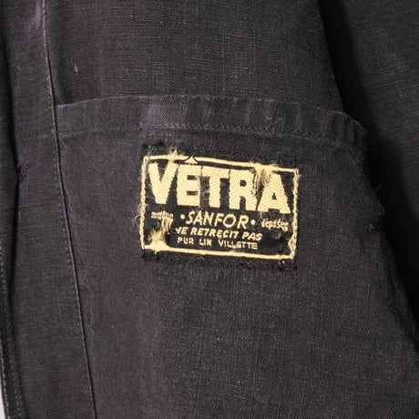 40-50s France Vintage  VETRA Black Linen  Maquignon Coat