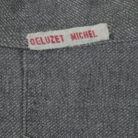 40-50s France Vintage DELUZET MICHEL Black Chambray Atelier Coat