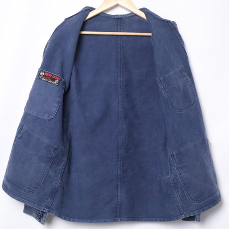 40s-50s France Vintage Adolphe Lafont Blue Moleskin Work Jacket