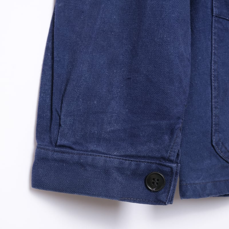 40-50s France Vintage VULCAIN Blue Cotton Twill