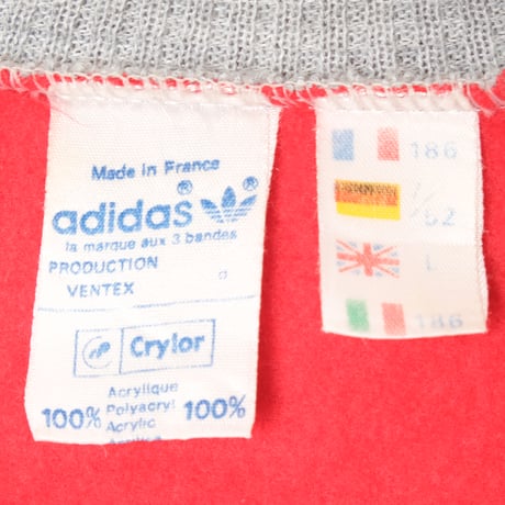 70-80s Vintage adidas Ventex Sweat Jacket Jacket Grey × Red  (Made in France)