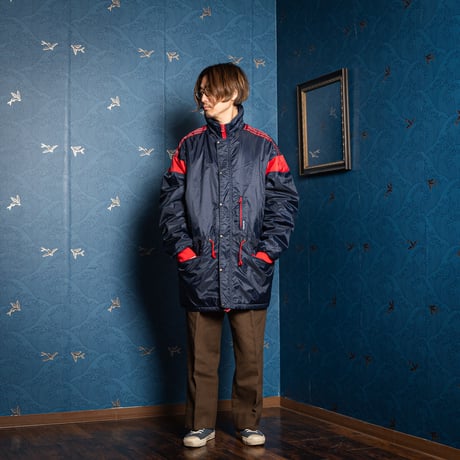 80s Vintage adidas Ventex Nylon Coat Navy × Red (Made in France)