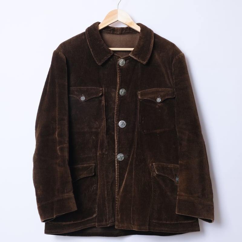 40s French vintage hunting jacket コーデュロイ-