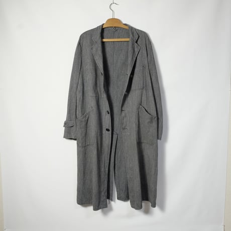 40-50 France Vintage Le Rhin Black Chambray Atelier Coat Shop Coat Size M