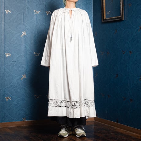 -30s France Antique Cotton Church Smock 2
